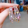 thumbnail image 1 of Cara Lady Needle Hoop Earrings For Women Jewelry Rose Gold Statement Rhinestone Crystal Punk Large Round Earrings Birthday Anniversary Valentines Day Gift Rose Gold, 1 of 4
