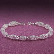 Cara Lady Women's 925 Hollow Chain Bracelet Charm Wrist Bangle Clasp Gift Silver