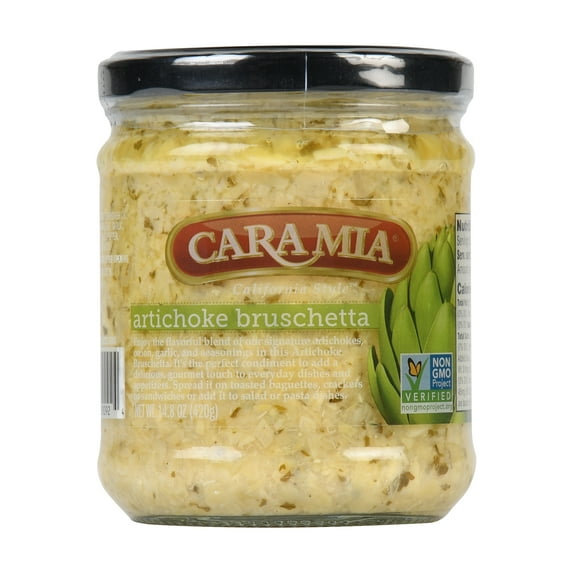 Cara Mia Shelf-Stable Artichoke Bruschetta in Glass Jar, 14.8 oz, Dairy-Free