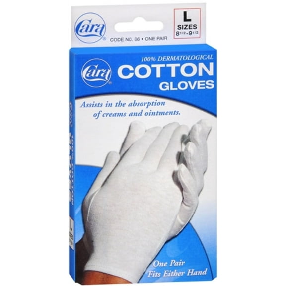 Cara Moisturizing Eczema Cotton Gloves Fits Fiber Hands, Large, 2 Ct, 4 Pack