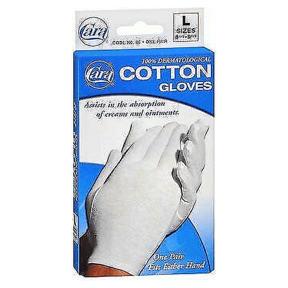 Cara Moisturizing Eczema Cotton Gloves Fits Fiber Hands, Large, 2ct, 6-Pack