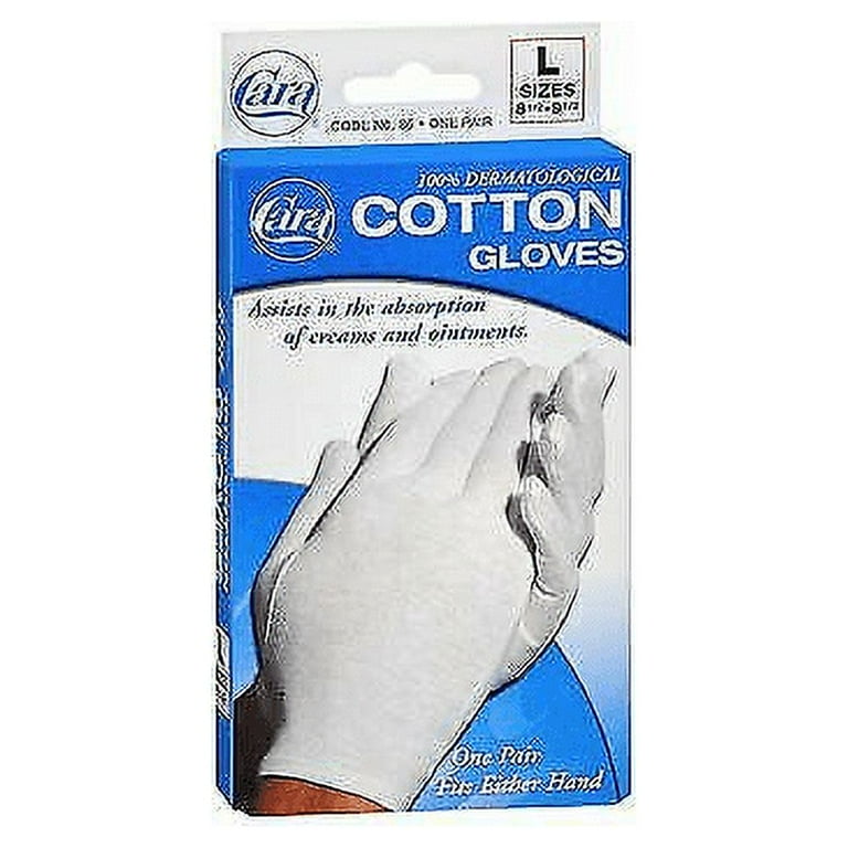 Cara Moisturizing Eczema Cotton Gloves Fits Fiber Hands, Large