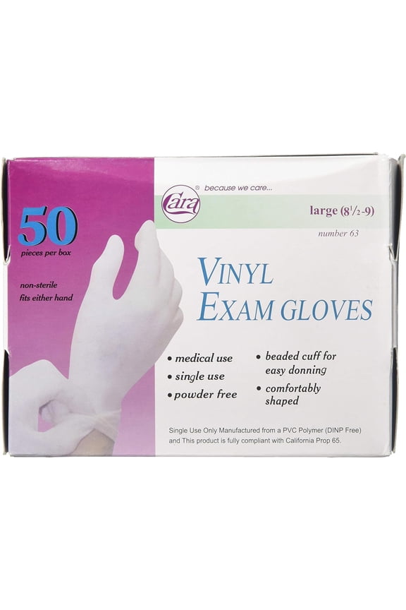 Vinyl Gloves, Large, 50 Count