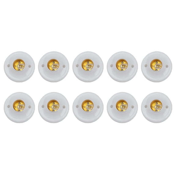CaraMart 10Pcs E27 LED Light Bulb Holder Base Fitting Screw Cap Round Light Socket White Lamp Fixing Adapter Lighting Accessories
