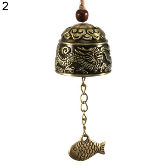 CaraMart 1pcs Bell Characteristics Handmade Hanging Wind Chime Hemp Rope Traditional Zinc Alloy Dragon Fish Luck Fortune