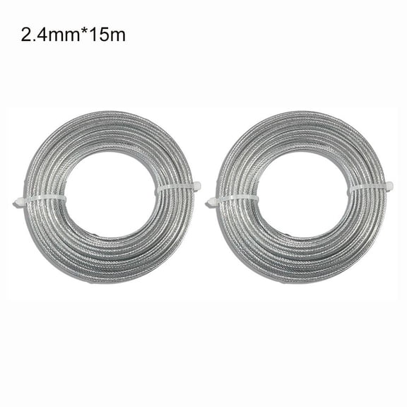 CaraMart 2 Pieces Steel Mower Cutting Rope Trimmer Line 15 Meter For Lawn Care Tools