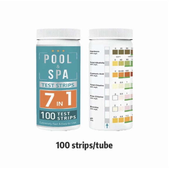 CaraMart 200 Count 7-in-1 Test Strips for Pool Spa pH Bromine Total Hardness CYA