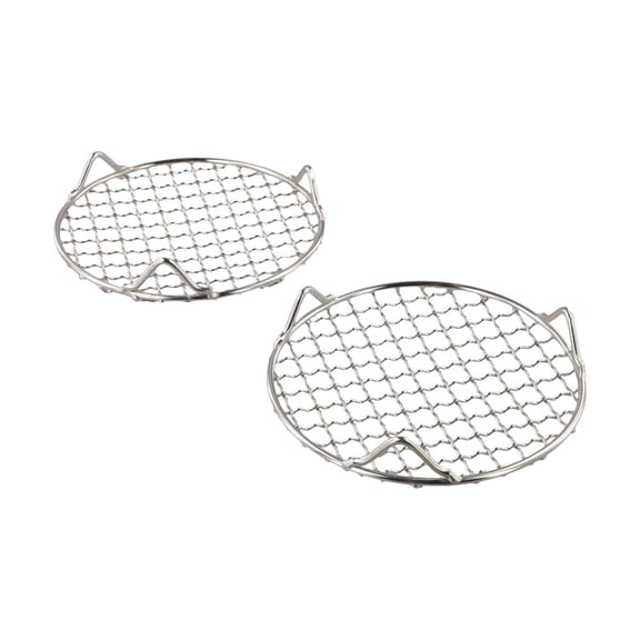 CaraMart 2Pcs Round Stainless Steel Cooking Rack for Baking Roasting and Steaming