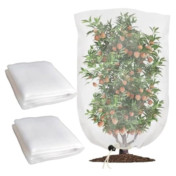 CaraMart 2pcs Garden Netting Bags With Drawstring Plant Netting Protecting Fruit Trees
