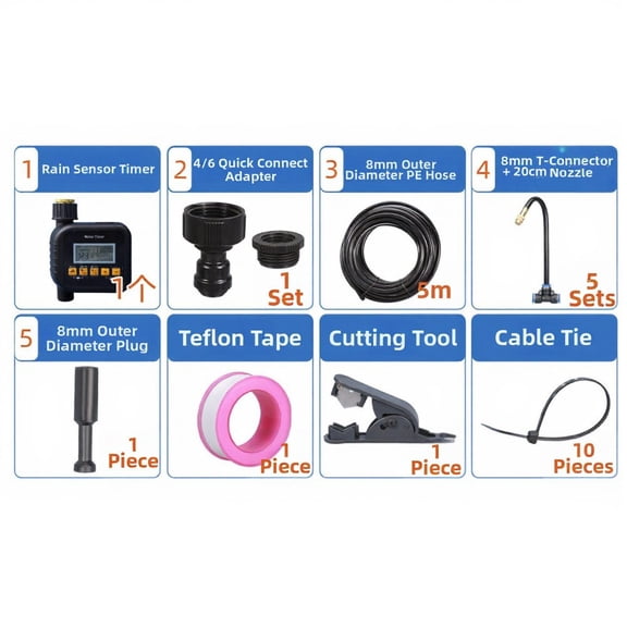 CaraMart 360° Integrated-Nozzle Automatic Plant Watering & Irrigation Kit