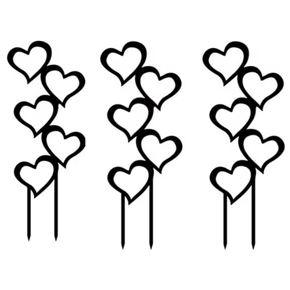 CaraMart 3PCS Heart Shaped Metal Trellis Garden Stakes Iron Outdoor Yard Decorative Art
