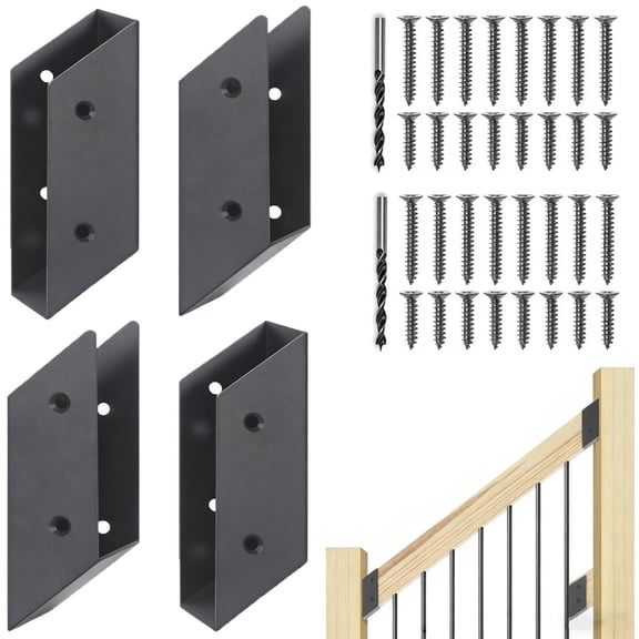 CaraMart 40° Stair Angle Deck Railing Bracket Connector for 1.5x3.5" Railing Wood Post