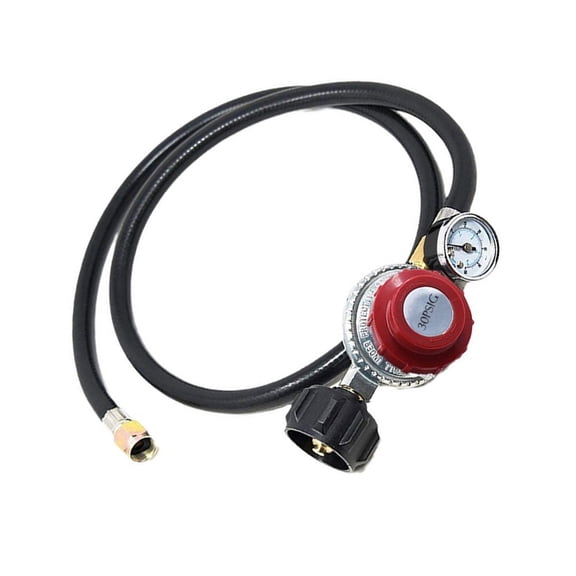 CaraMart 4FT High-Pressure Regulator for Propane Appliances with 0-60 PSI Gauge