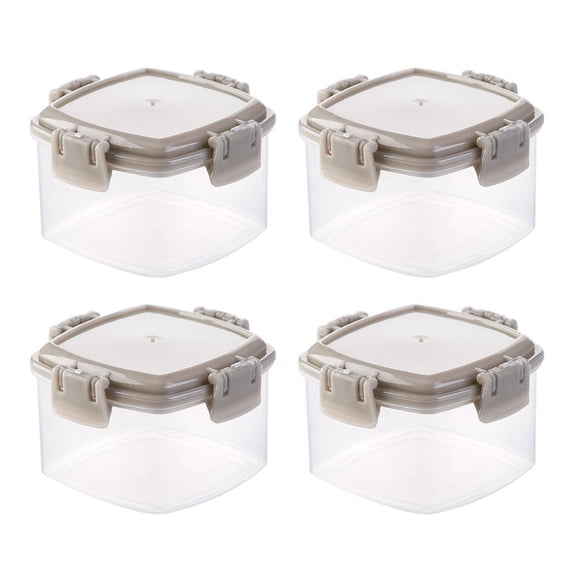 CaraMart 4Pcs Clear 55ml Plastic Containers with Strong Clip Lock Lids for Pantry