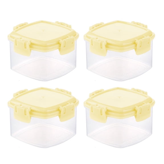CaraMart 4Pcs Clear 55ml Plastic Containers with Strong Clip Lock Lids for Pantry