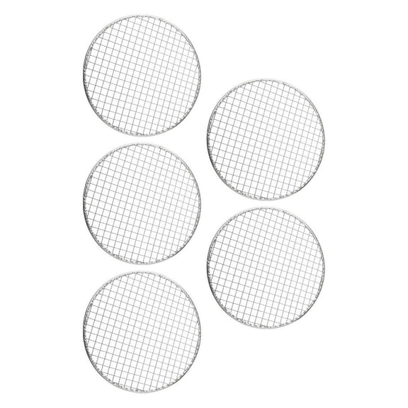 CaraMart 5Pcs Round Disposable Wire Net Grill Racks Iron Roast Grate Cooking Barbecue BBQ Barbecue Net Square BBQ Rack 25/28/33CM