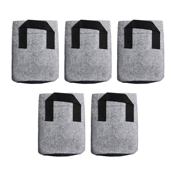 CaraMart Breathable Fabric Grow Bags for Healthy Root Zones 5 Pack Gray 25 Gallon