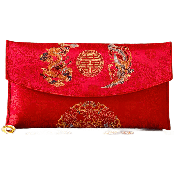 CaraMart Brocade Fabric Red Envelope Large Size For Chinese For Wedding And Tea Ceremony