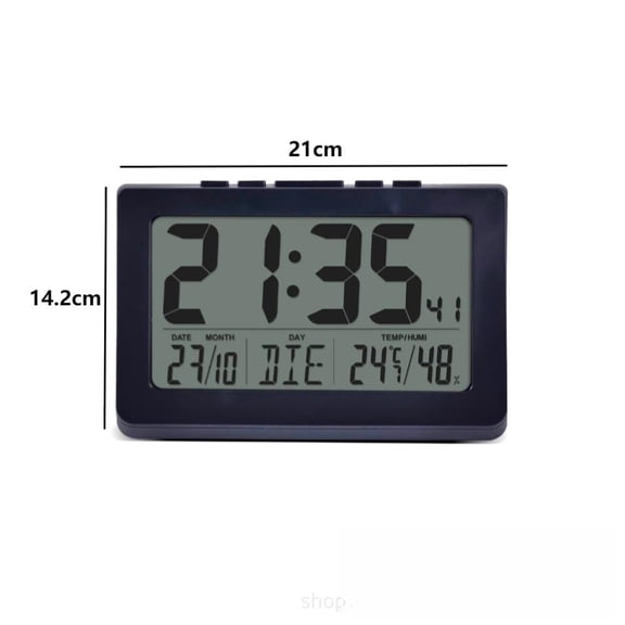 CaraMart Digital Alarm Clock with Large Easy Read LCD Screen for Time Date Temp Humidity