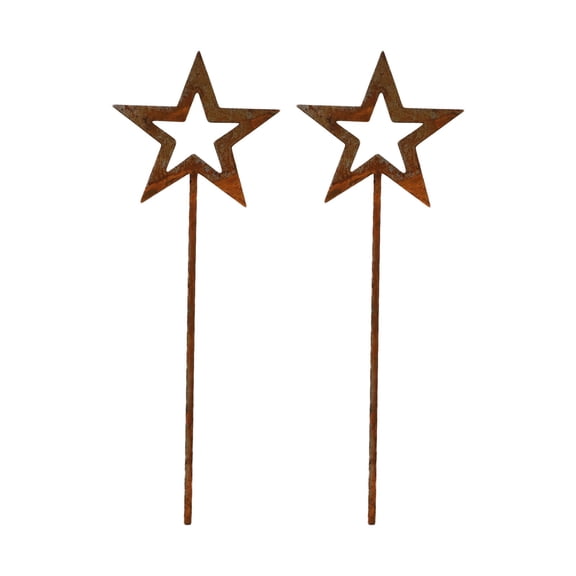 CaraMart Rusty Star Garden Plugin Decoration Set of 2 for Unique Outdoor Design