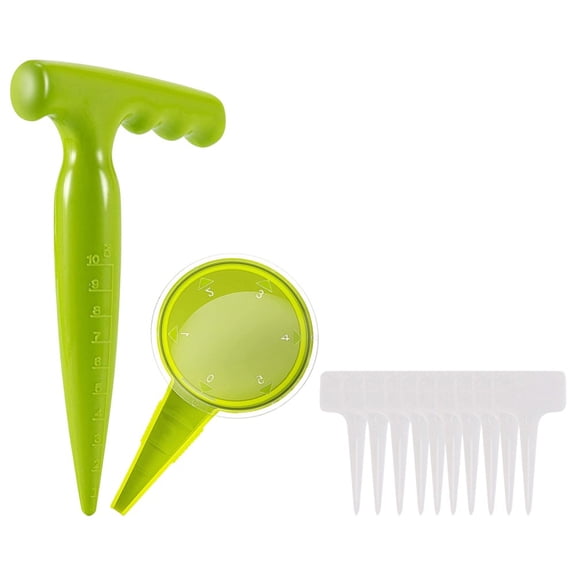 CaraMart Sower Tool, Sowing Dispenser Set Dibber Garden Tool Plastic Dibbler for Planting