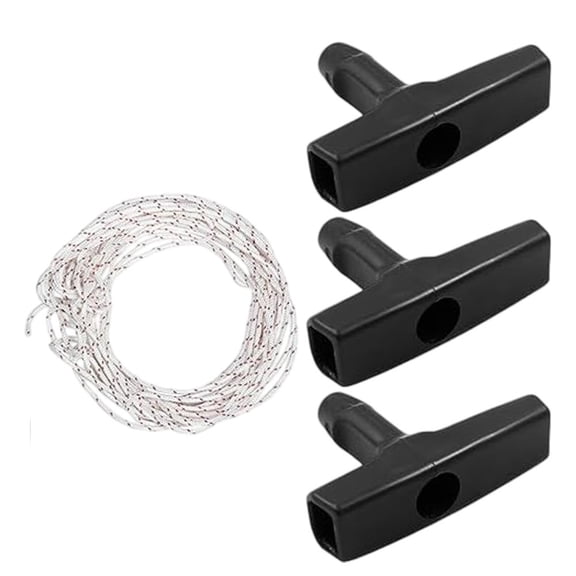 CaraMart Starter Rope Pull Cord 33feet Handle For Snowblower 3 Handles Pull Rope