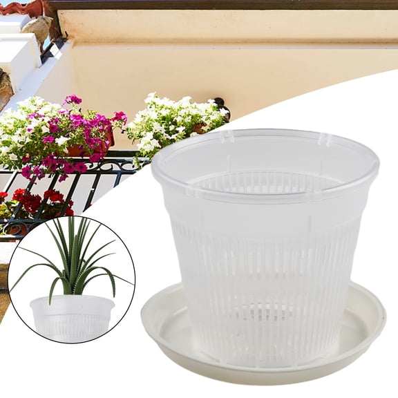CaraMart Transparent Plastic Flower Pot Root Controlled Orchid Planting Pot With Stomata Grow Box Garden Nursery Transplant Pot