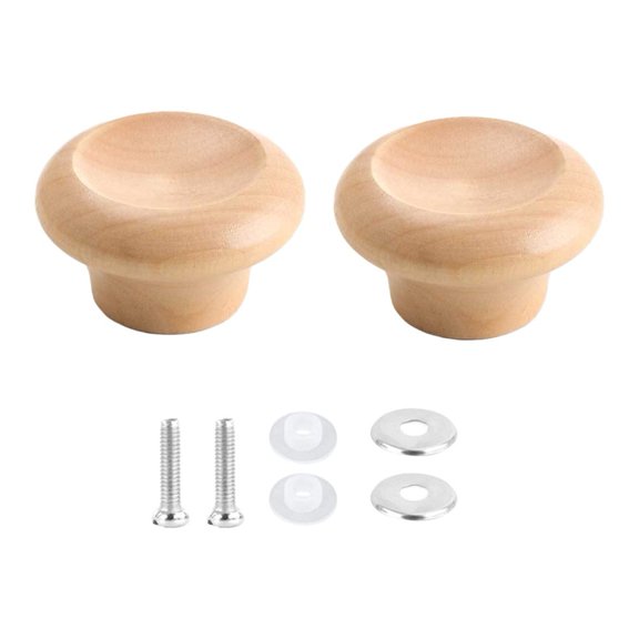 CaraMart Wood Pot Lid Knob Replacement Handle with Stainless Steel Base for Durability