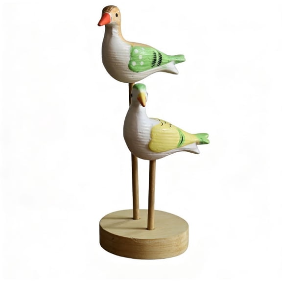 CaraMart Wooden Handcrafted Seagull Decor Set of Two Painted Birds for Home Office Coffee