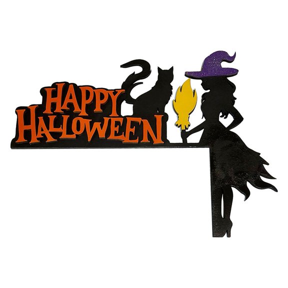 CaraMart Wooden Pumpkin Decor Witch Door Decoration Festive Halloween Easy To Install