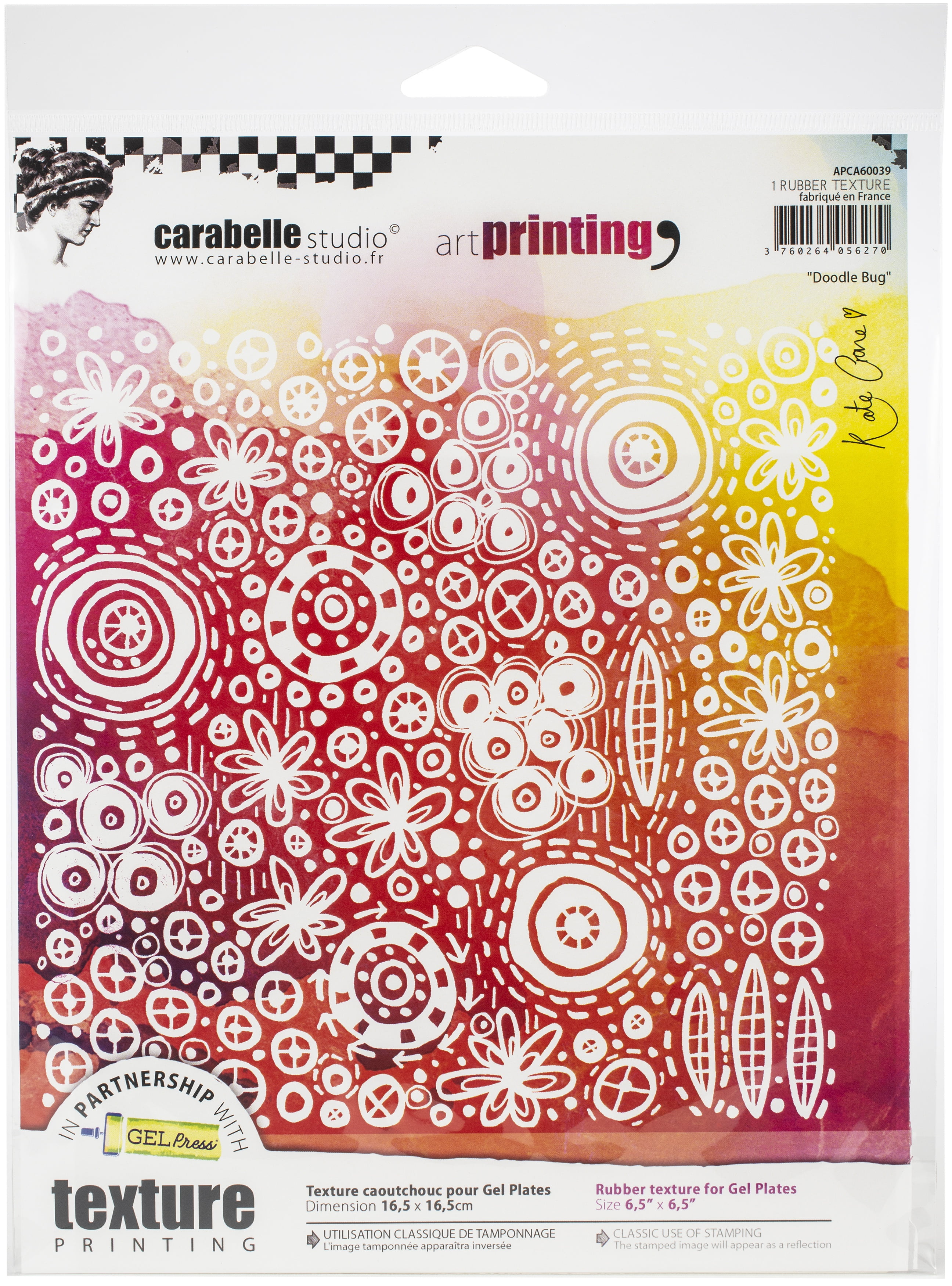 Carabelle Studio Art Printing Square Rubber Texture PlateDoodle Bug