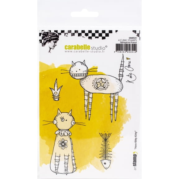 Carabelle Studio Cling Stamp A6 By Kate Crane-Here Kitty Kitty