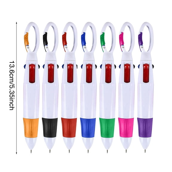 Carabiner 4 Color All In One Plastic Ballpoint Pen Purple Compact Travel & Notebook Marking Pen
