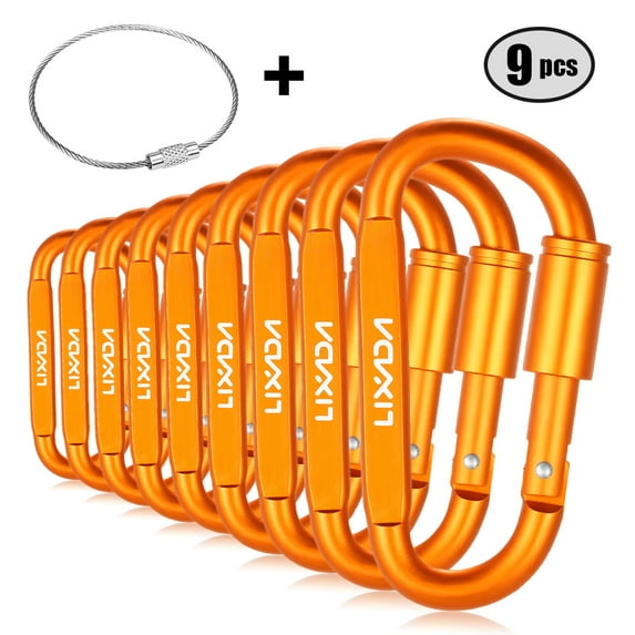 Carabiner,Carabiner Clip Set With Steel Wire Screw Lock Buckle Keychain 9 Alloy Flat D Buckles 9 Flat D Of 9 Flat Of 9 D Buckles 1 Buckleset