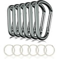 thumbnail image 1 of MEC 6PCS Black Carabiner Caribeaner Clip,3" Large Aluminum D Ring Shape Carabeaner with 6PCS Keyring Keychain Hook…, 1 of 7