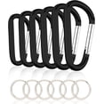 thumbnail image 1 of MEC 6PCS Black Carabiner Caribeaner Clip,3" Large Aluminum D Ring Shape Carabeaner with 6PCS Keyring Keychain Hook…, 1 of 12