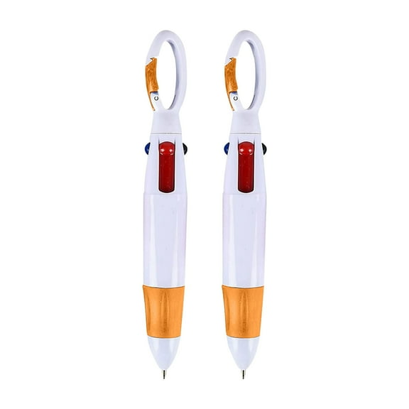 Carabiner Clip 4-Color Retractable Pens - Compact Writing Tools for Outdoor & Business, Portable Multi-Functional Design | Ballpoint Pens Bulk, Cxui Ballpoint Pens Assorted Colors Orange