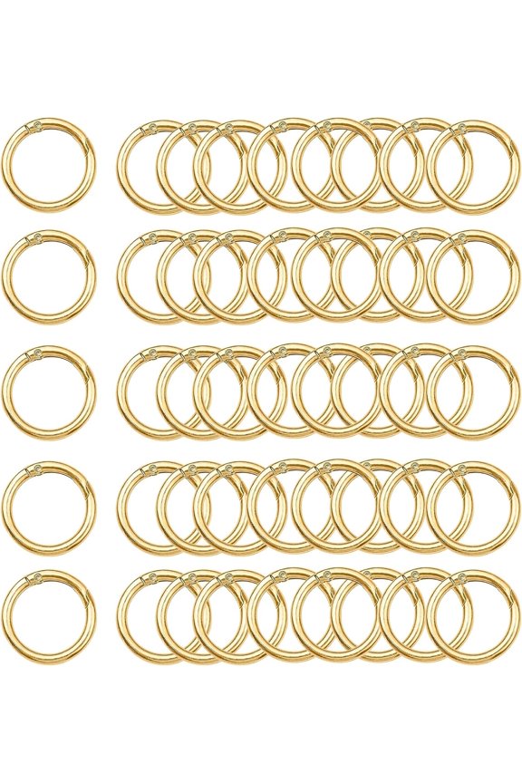 Carabiner Clip 48 count Metal Key Ring Clip Circle Rings Bulk Spring O Ring Round Cute Carabiner Spring Snap Hook Key Chain Clips for Bag Charm Handbag Purse