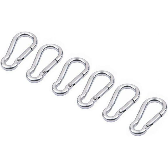 Carabiner Clip, Spring Snap Hooks, Heavy Duty Stainless Steel 304,Small Carabiner Clips,in/Outdoor Rope Connector 6Pack