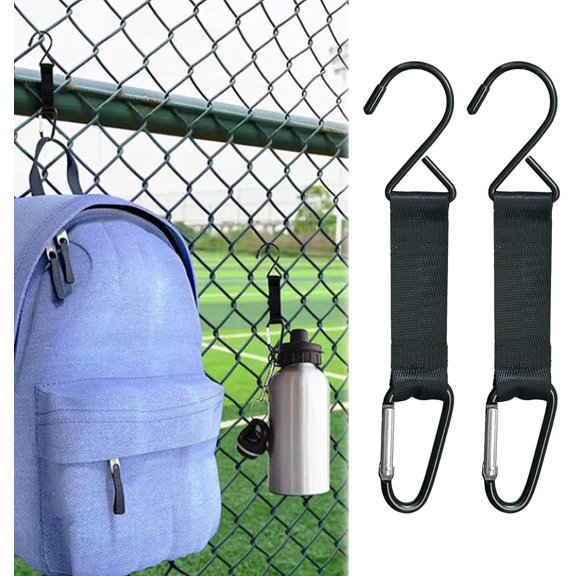 Carabiner Fence Hooks, Fence Hook for Tennis Baseball Bag, Hanging Nylon Safety Metal Buckle Hooks for Outdoor Sports Backpacks Water Cups Camping Equipment