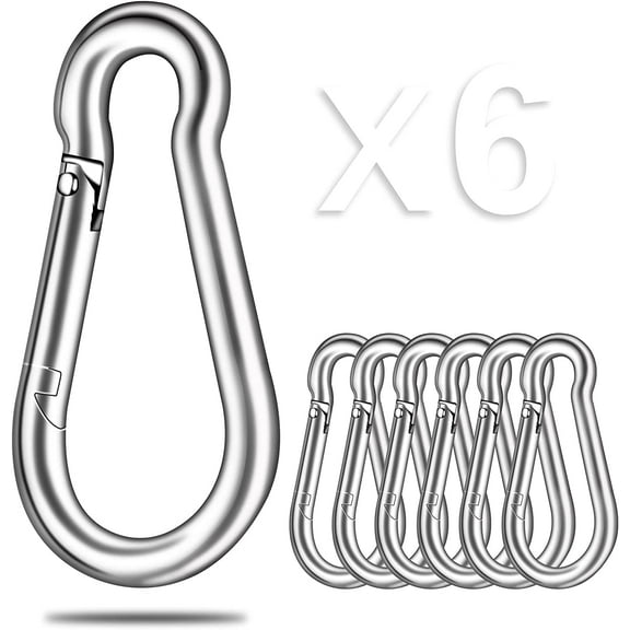Carabiner-Heavy-Duty, 6 Pack 2.5\u201d Small Carabiner-Clips with Strong Spring-Stainless Steel Snap Hooks for Climbing Hiking Gym Keych?in and Dog Leash and Harness