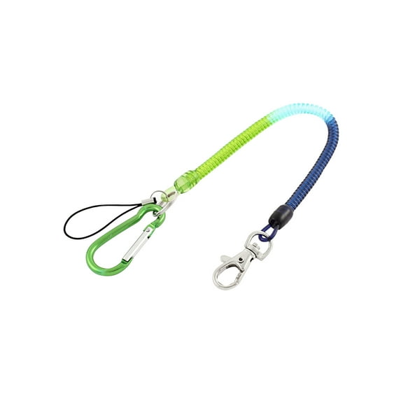 Carabiner Hook Elastic Coil Key Chain Cord w Lobster Clasp