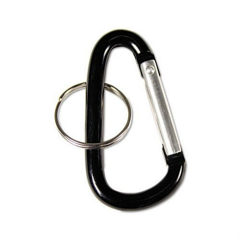 Carabiner Key Chains, Split Key Rings, Aluminum, Black, 10/Pack Carabiner Key Chains, Split Key Rings, Aluminum, Black, 10/Pack