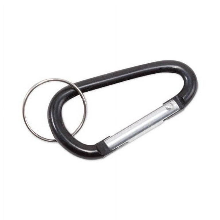 Carabiner Key Chains, Split Key Rings, Aluminum, Black, 10/Pack Carabiner Key Chains, Split Key Rings, Aluminum, Black, 10/Pack