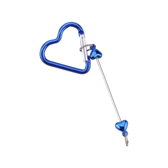 Carabiner Keychain Blue Heart Shaped Metal Single Pack Valentine Gift for Outdoor Use