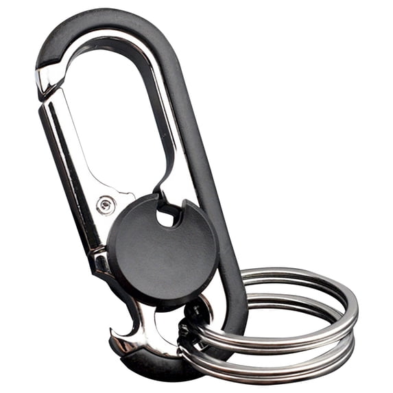 Carabiner Keychain with Bottle Opener, Heavy Duty Metal Quick Release Key Clip with Dual Key Rings, Multifunctional Key Organizer for Men Women Outdoor Camping Hiking Daily Use