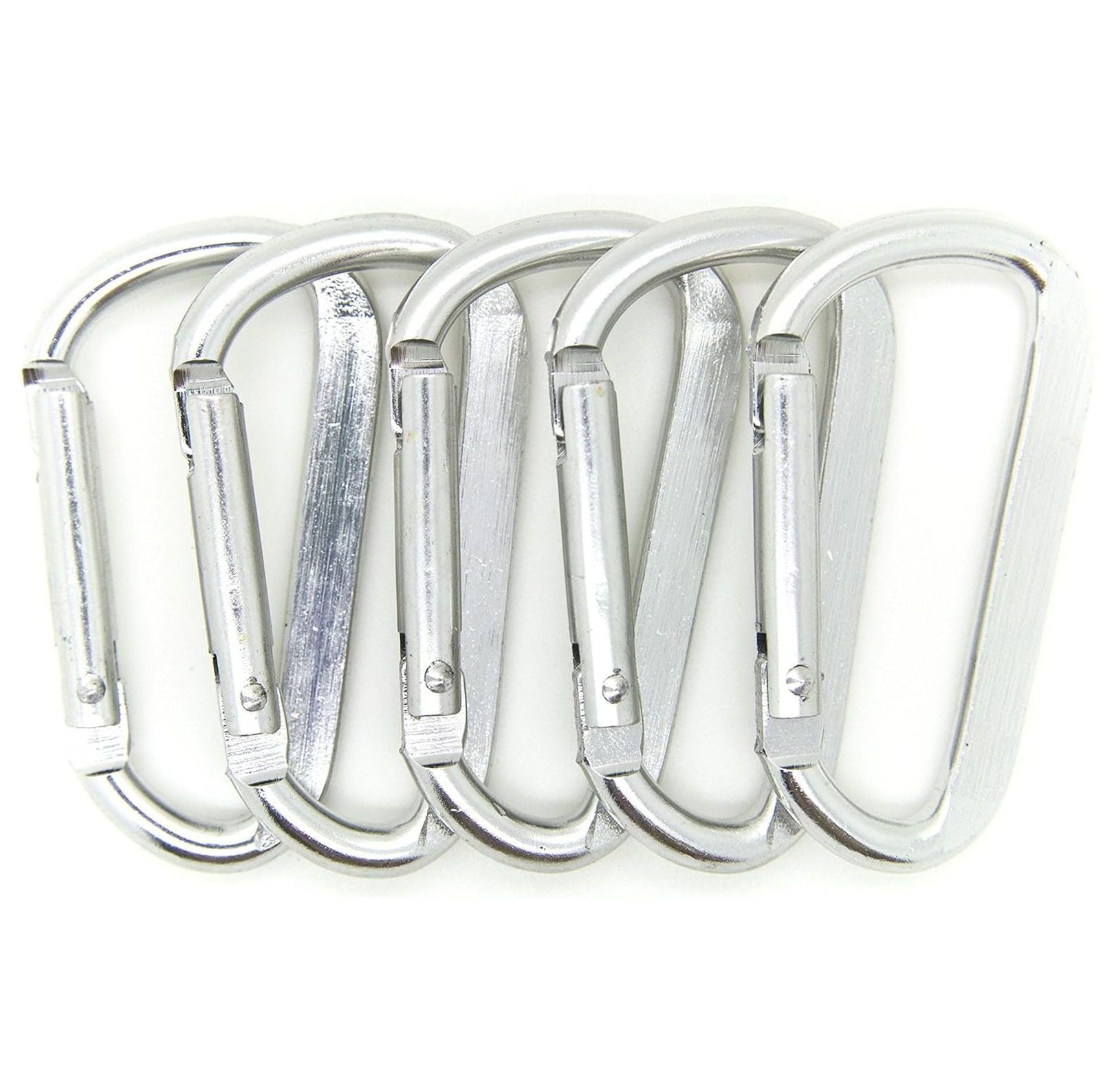 Carabiner Keychains 100 Pack - 2.25" Silver D-Ring Clips - Spring Loaded Aluminum Belt Hooks for Bags, Briefcases, Keys - Lightweight EDC Gear