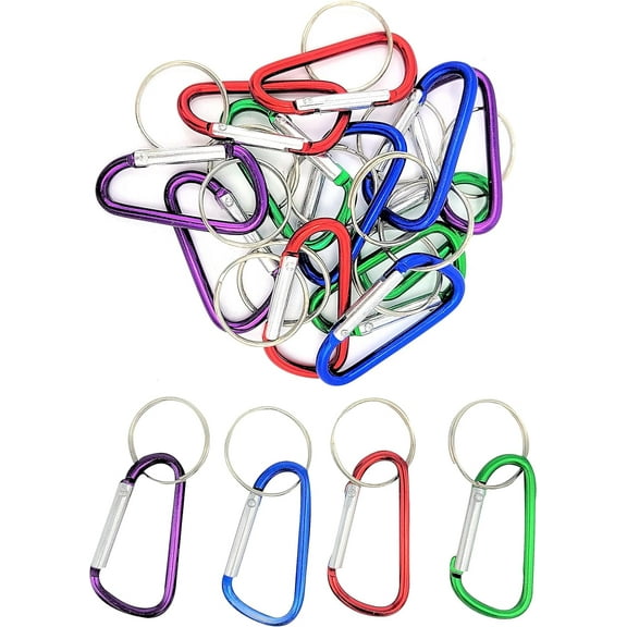 Carabiner Metal Clips Kids Keychains for Key and Backpacks (12 Pack)