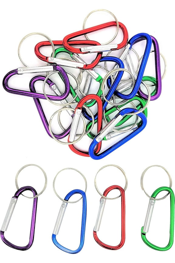 Carabiner Metal Clips Kids Keychains for Key and Backpacks (12 Pack)