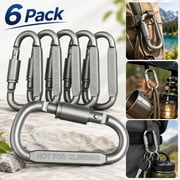 Tattom Carabiners Keychains Aluminum D-Ring Locking Locking Carabiners Large Carabiners Clip Set for Outdoor Camping Screw Gate Lock Hooks Spring Link Improved Design Pack - Not for Climbing (6 Pack)